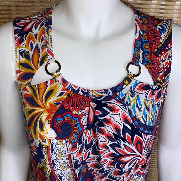 🔷Nine West Sleeveless Multicolor Floral Paisley Top Size Small - Picture 2 of 5
